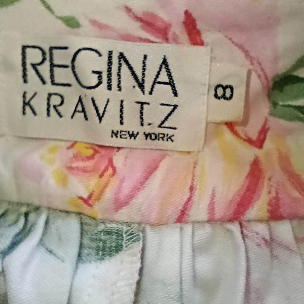 REGINA KRAVIT Z Women's Vintage Midi Floral Dress Medium Cotton Summer Pleated - Picture 3 of 3